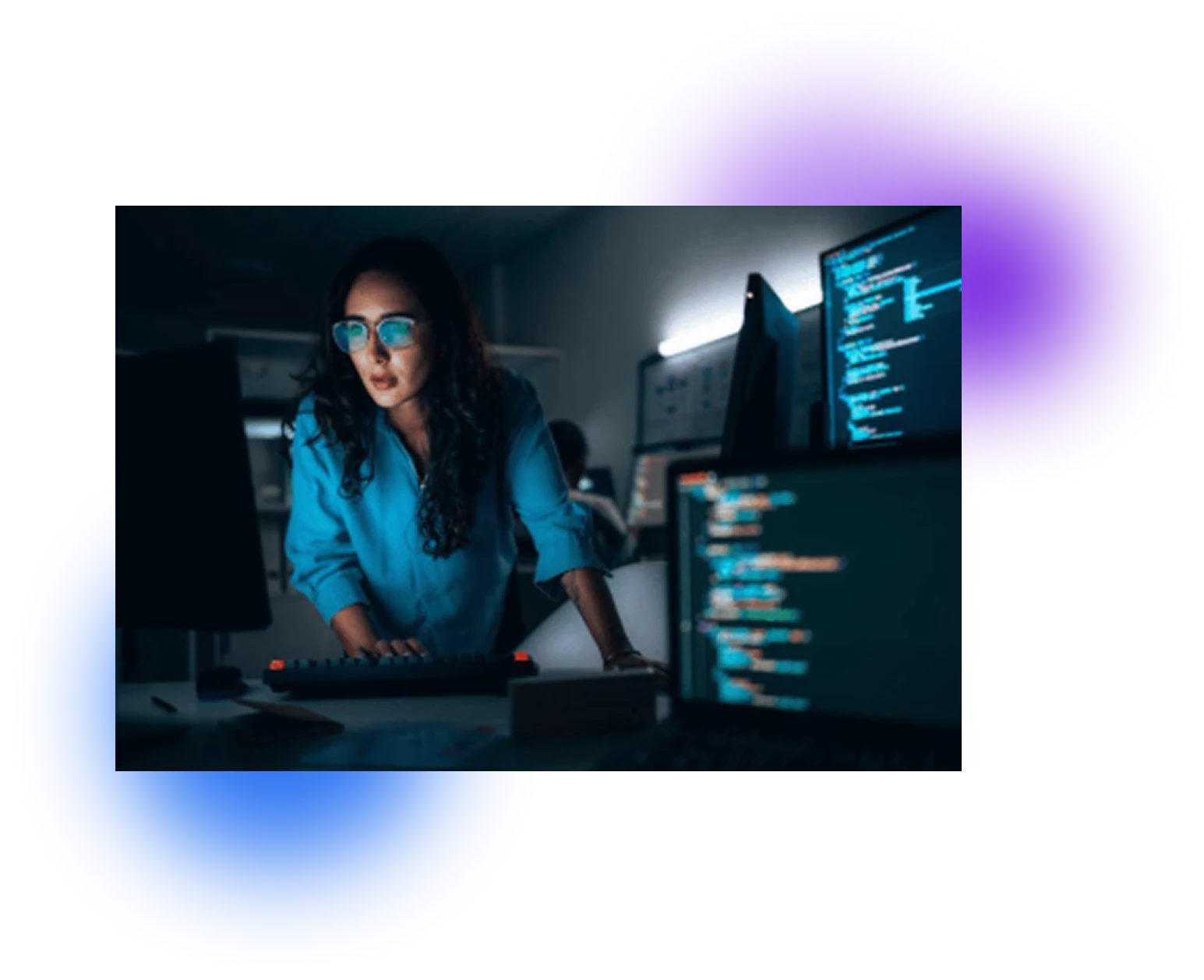 An Endpoint data specialist reviewing clinical trial systems across two monitors